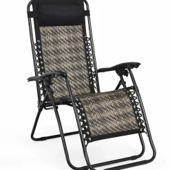 Tangkula Patio Rattan Zero Gravity Lounge Chair