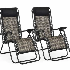 Tangkula Patio Rattan Zero Gravity Lounge Chair