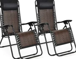Tangkula Patio Rattan Zero Gravity Lounge Chair