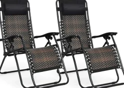 Tangkula Patio Rattan Zero Gravity Lounge Chair