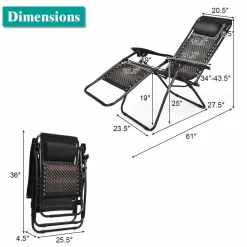 Tangkula Patio Rattan Zero Gravity Lounge Chair