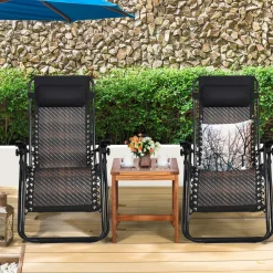 Tangkula Patio Rattan Zero Gravity Lounge Chair