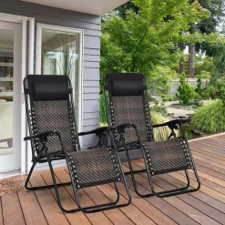 Tangkula Patio Rattan Zero Gravity Lounge Chair
