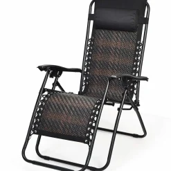Tangkula Patio Rattan Zero Gravity Lounge Chair
