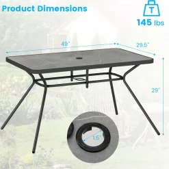 Tangkula Patio Rectangle Dining Table, 49