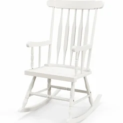 Tangkula Patio Rocking Chair Solid Wood, Outdoor Porch Rocker Chair, Ideal for Garden, Backyard & Balcony