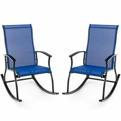 Tangkula Patio Rocking Chairs Set of 2/4, Outdoor Rocking Chair with Smooth & Safe Rocking Motion, Ergonomic Backrest