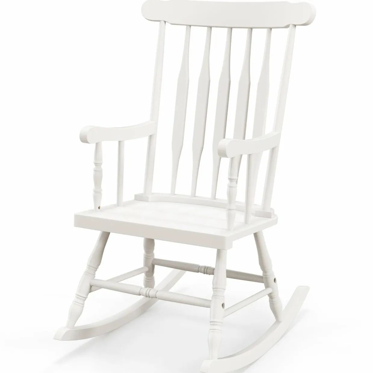 Tangkula Patio Rocking Chair Solid Wood, Outdoor Porch Rocker Chair, Ideal for Garden, Backyard & Balcony