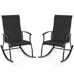 Tangkula Patio Rocking Chairs Set of 2/4, Outdoor Rocking Chair with Smooth & Safe Rocking Motion, Ergonomic Backrest