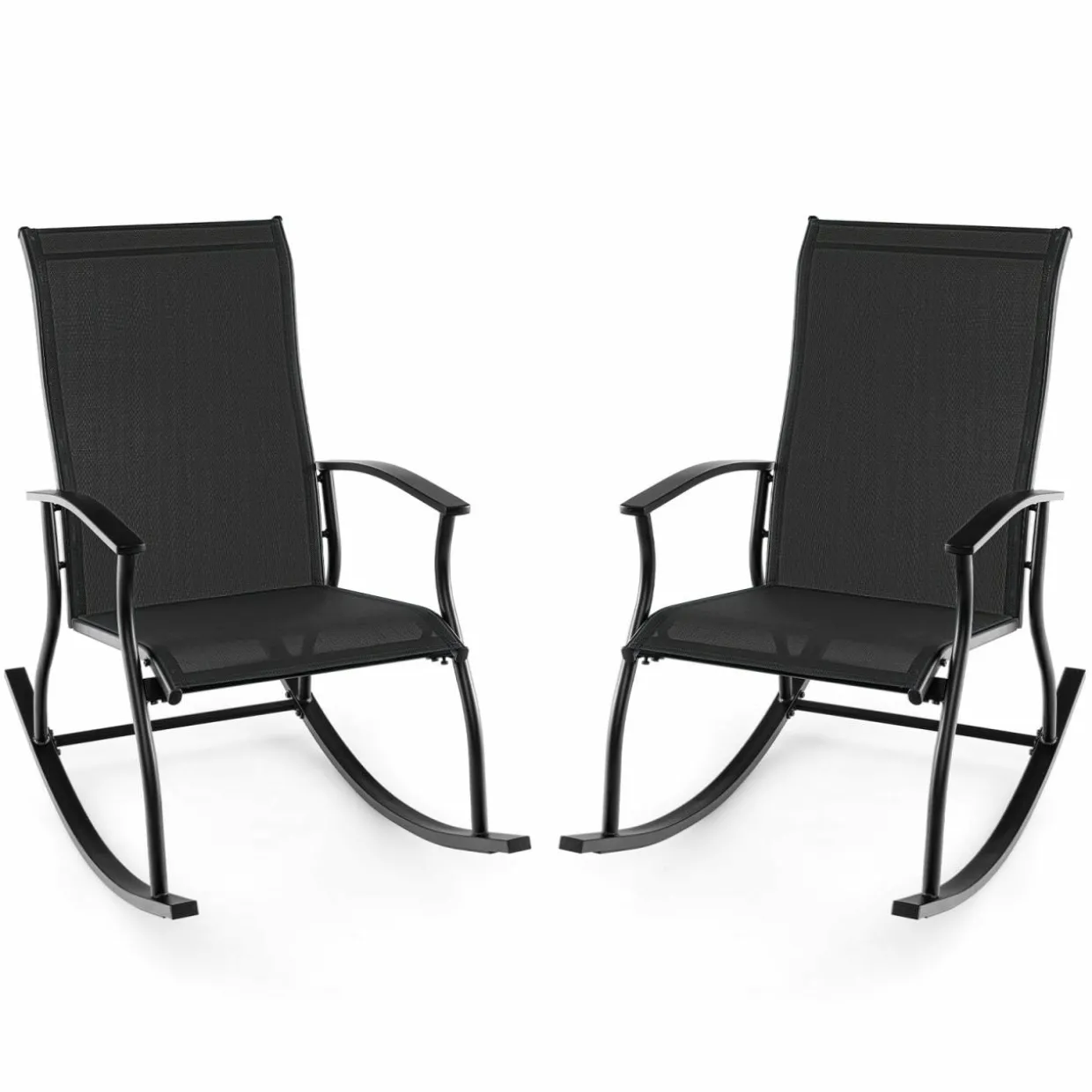 Tangkula Patio Rocking Chairs Set of 2/4, Outdoor Rocking Chair with Smooth & Safe Rocking Motion, Ergonomic Backrest