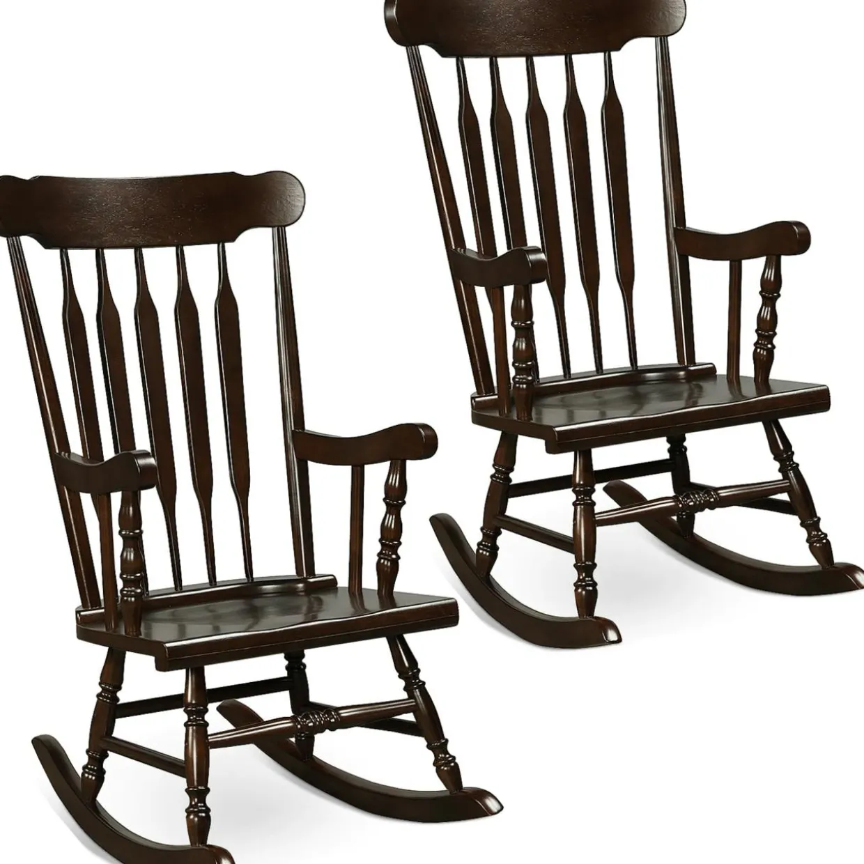 Tangkula Patio Rocking Chair Solid Wood, Outdoor Porch Rocker Chair, Ideal for Garden, Backyard & Balcony