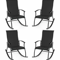 Tangkula Patio Rocking Chairs Set of 2/4, Outdoor Rocking Chair with Smooth & Safe Rocking Motion, Ergonomic Backrest