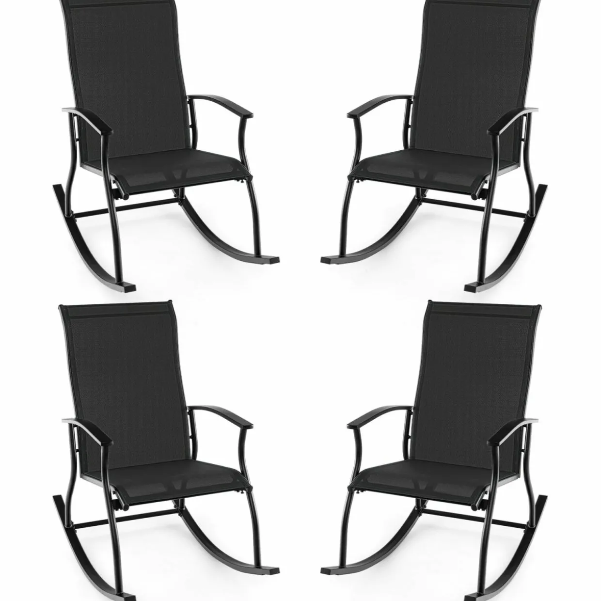Tangkula Patio Rocking Chairs Set of 2/4, Outdoor Rocking Chair with Smooth & Safe Rocking Motion, Ergonomic Backrest