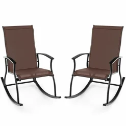 Tangkula Patio Rocking Chairs Set of 2/4, Outdoor Rocking Chair with Smooth & Safe Rocking Motion, Ergonomic Backrest