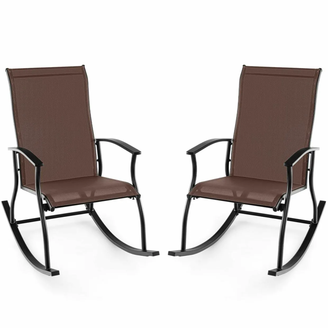 Tangkula Patio Rocking Chairs Set of 2/4, Outdoor Rocking Chair with Smooth & Safe Rocking Motion, Ergonomic Backrest
