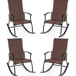 Tangkula Patio Rocking Chairs Set of 2/4, Outdoor Rocking Chair with Smooth & Safe Rocking Motion, Ergonomic Backrest