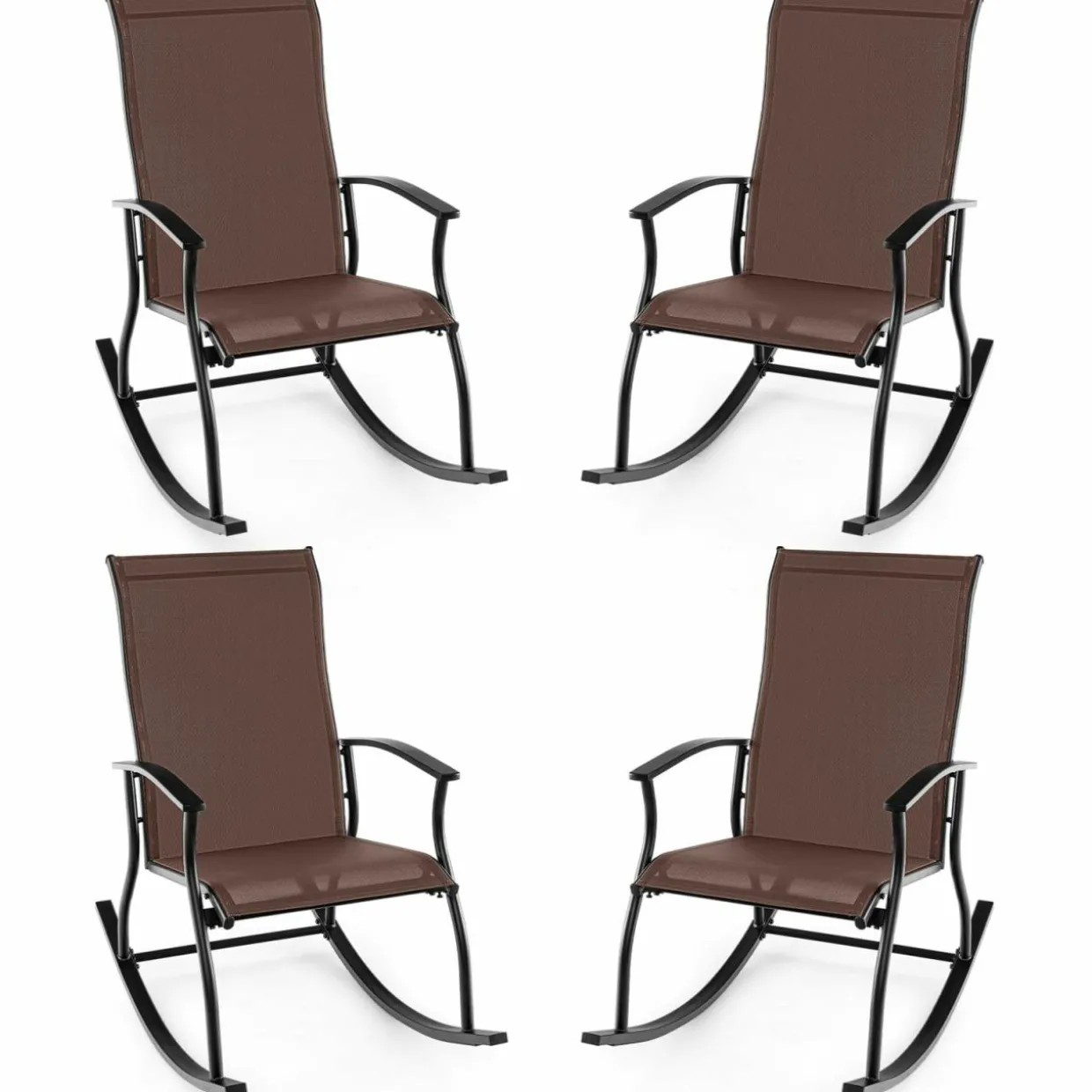 Tangkula Patio Rocking Chairs Set of 2/4, Outdoor Rocking Chair with Smooth & Safe Rocking Motion, Ergonomic Backrest