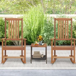 Tangkula Patio Rocking Chair, Ergonomic High-Back Outdoor Rocker with Smooth Rocking Base