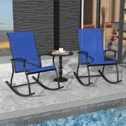 Tangkula Patio Rocking Chairs Set of 2/4, Outdoor Rocking Chair with Smooth & Safe Rocking Motion, Ergonomic Backrest