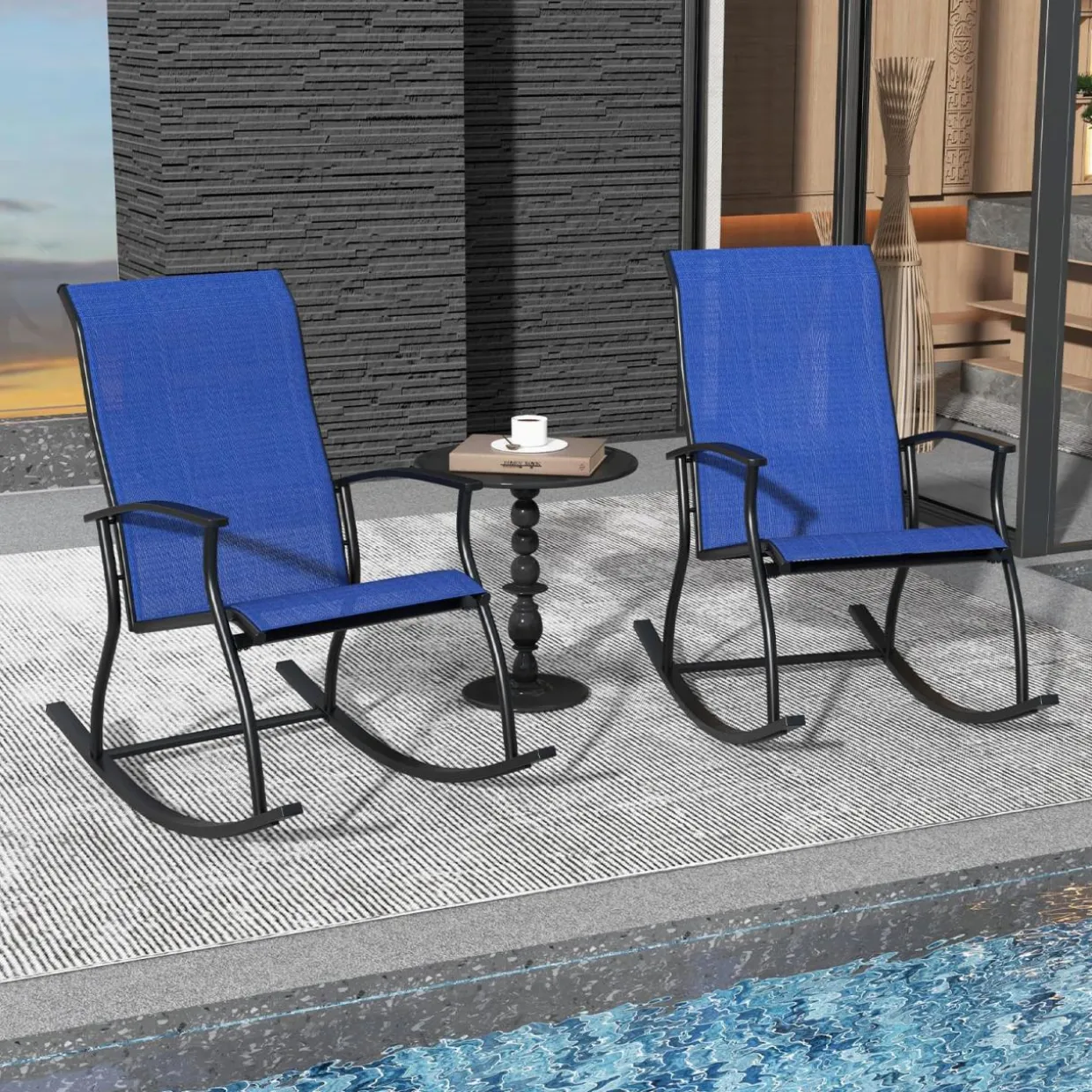 Tangkula Patio Rocking Chairs Set of 2/4, Outdoor Rocking Chair with Smooth & Safe Rocking Motion, Ergonomic Backrest