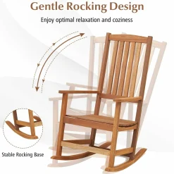 Tangkula Patio Rocking Chair, Ergonomic High-Back Outdoor Rocker with Smooth Rocking Base