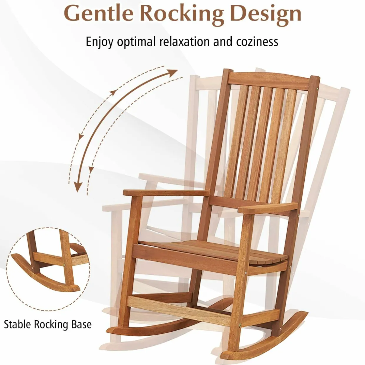 Tangkula Patio Rocking Chair, Ergonomic High-Back Outdoor Rocker with Smooth Rocking Base