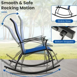 Tangkula Patio Rocking Chairs Set of 2/4, Outdoor Rocking Chair with Smooth & Safe Rocking Motion, Ergonomic Backrest