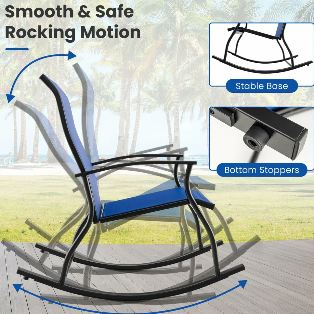 Tangkula Patio Rocking Chairs Set of 2/4, Outdoor Rocking Chair with Smooth & Safe Rocking Motion, Ergonomic Backrest