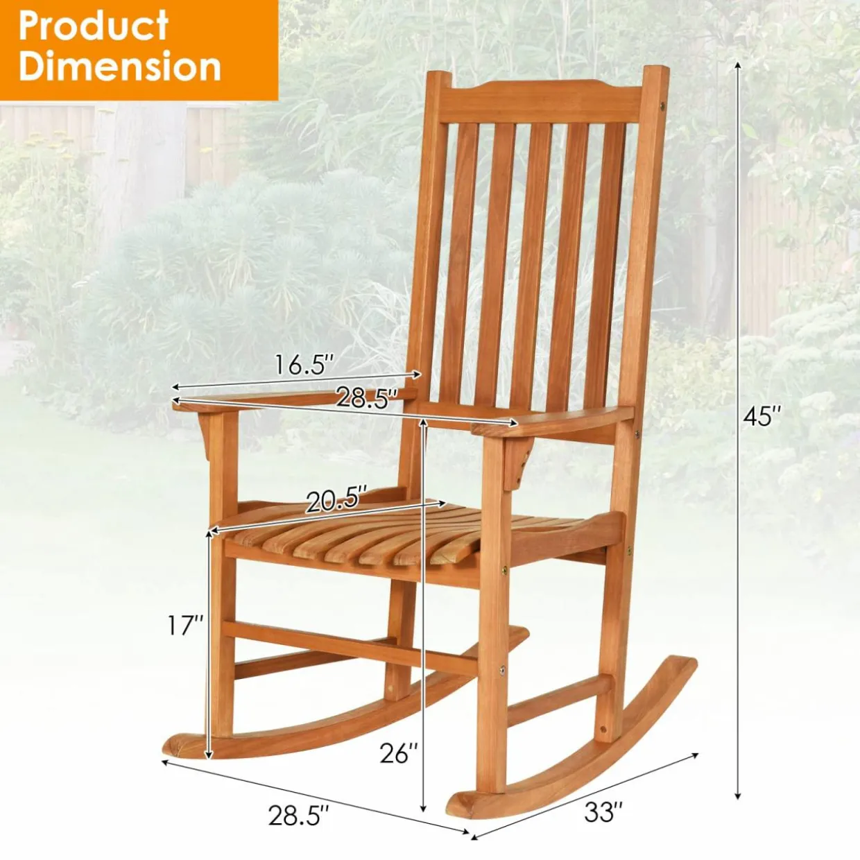 Tangkula Patio Rocking Chair,w/Heavy-Duty 350 LBS Weight Capacity