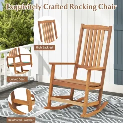Tangkula Patio Rocking Chair, Ergonomic High-Back Outdoor Rocker with Smooth Rocking Base