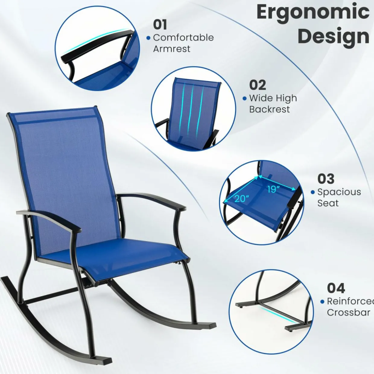 Tangkula Patio Rocking Chairs Set of 2/4, Outdoor Rocking Chair with Smooth & Safe Rocking Motion, Ergonomic Backrest