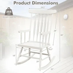 Tangkula Patio Rocking Chair Solid Wood, Outdoor Porch Rocker Chair, Ideal for Garden, Backyard & Balcony