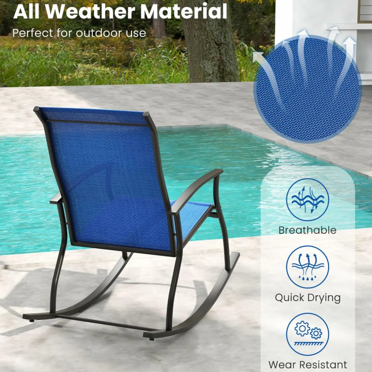 Tangkula Patio Rocking Chairs Set of 2/4, Outdoor Rocking Chair with Smooth & Safe Rocking Motion, Ergonomic Backrest