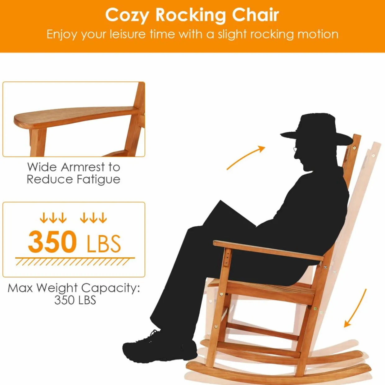 Tangkula Patio Rocking Chair,w/Heavy-Duty 350 LBS Weight Capacity