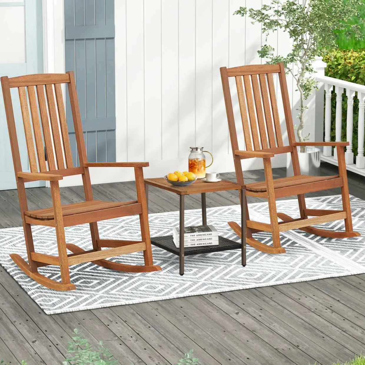 Tangkula Patio Rocking Chair, Ergonomic High-Back Outdoor Rocker with Smooth Rocking Base