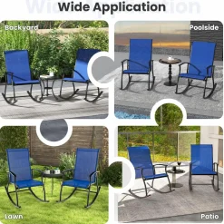 Tangkula Patio Rocking Chairs Set of 2/4, Outdoor Rocking Chair with Smooth & Safe Rocking Motion, Ergonomic Backrest