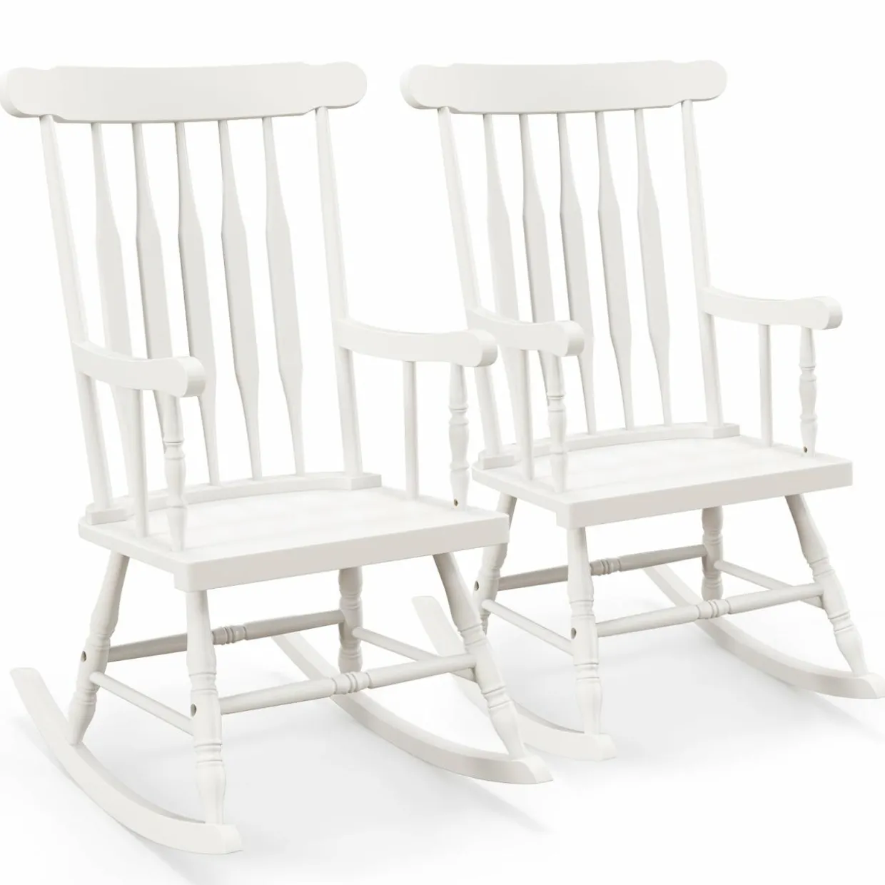 Tangkula Patio Rocking Chair Solid Wood, Outdoor Porch Rocker Chair, Ideal for Garden, Backyard & Balcony