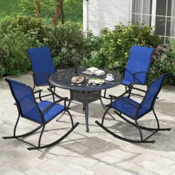 Tangkula Patio Rocking Chairs Set of 2/4, Outdoor Rocking Chair with Smooth & Safe Rocking Motion, Ergonomic Backrest