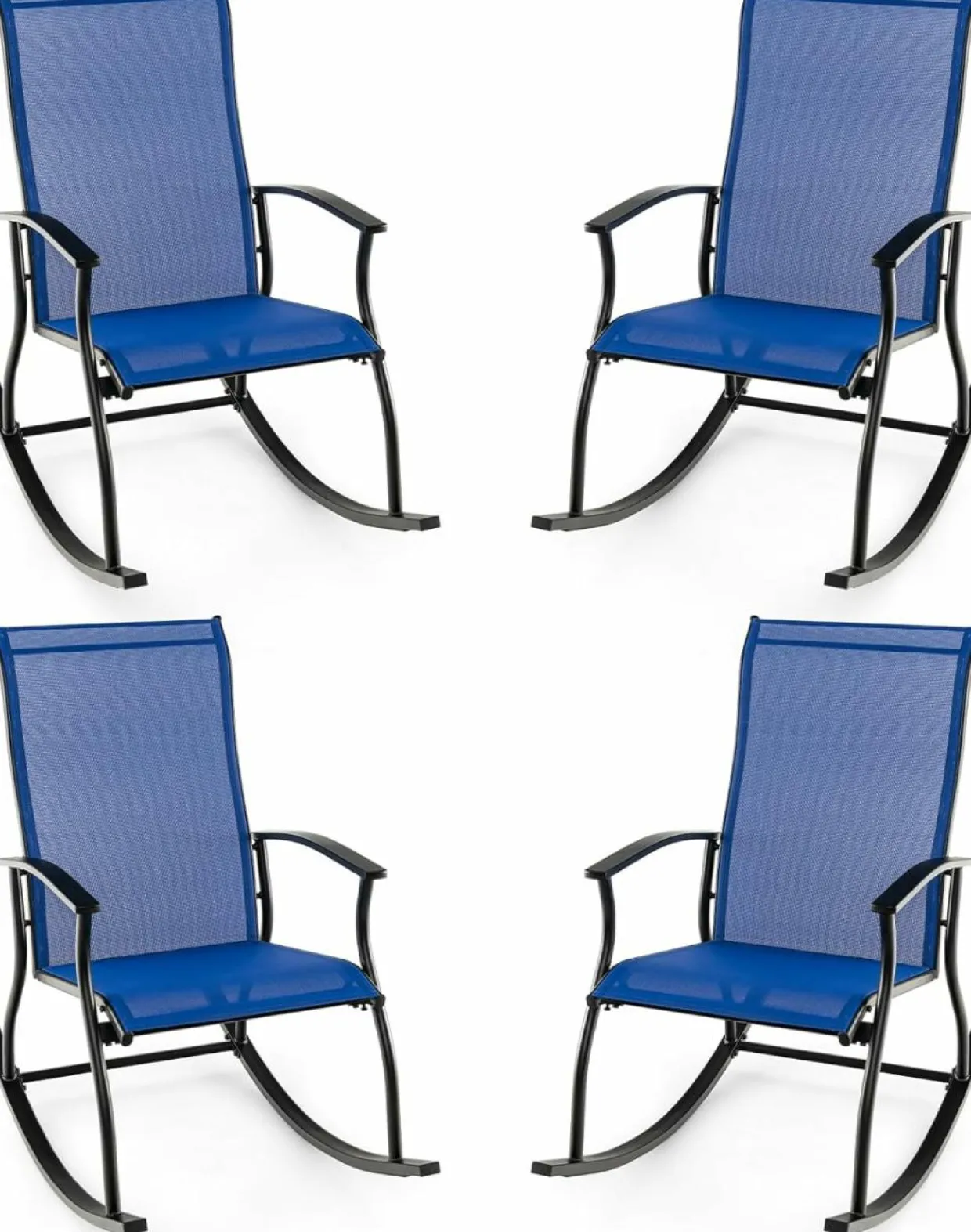 Tangkula Patio Rocking Chairs Set of 2/4, Outdoor Rocking Chair with Smooth & Safe Rocking Motion, Ergonomic Backrest