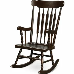 Tangkula Patio Rocking Chair Solid Wood, Outdoor Porch Rocker Chair, Ideal for Garden, Backyard & Balcony