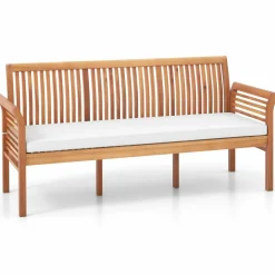 Tangkula Patio 3-Seat Wood Bench, 62.5 Inches Long Acacia Bench with Soft Seat Cushions