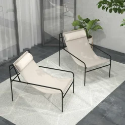 Tangkula Patio Sling Lounge Chair, Modern Sling Accent Chair