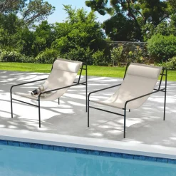 Tangkula Patio Sling Lounge Chair, Modern Sling Accent Chair