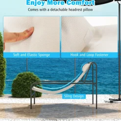 Tangkula Patio Sling Lounge Chair, Modern Sling Accent Chair