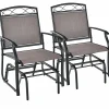 Tangkula Patio Swing Glider Chairs Set of 2, Outdoor Metal Glider Armchairs