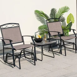Tangkula Patio Swing Glider Chairs Set of 2, Outdoor Metal Glider Armchairs