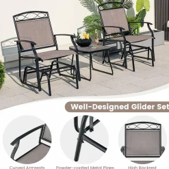 Tangkula Patio Swing Glider Chairs Set of 2, Outdoor Metal Glider Armchairs