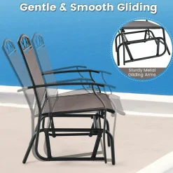 Tangkula Patio Swing Glider Chairs Set of 2, Outdoor Metal Glider Armchairs