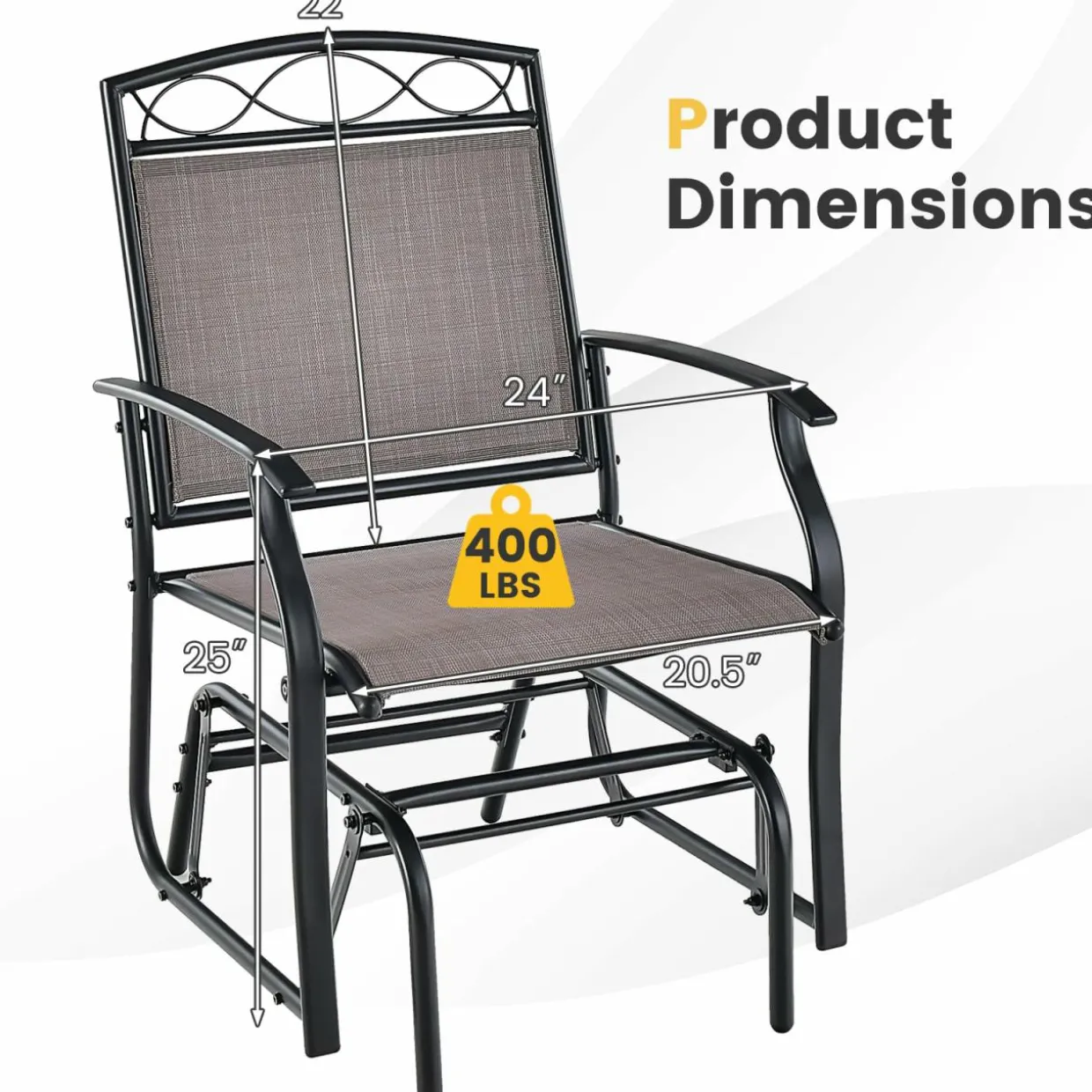 Tangkula Patio Swing Glider Chairs Set of 2, Outdoor Metal Glider Armchairs