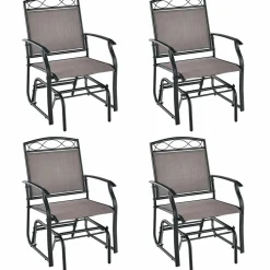 Tangkula Patio Swing Glider Chairs Set of 2, Outdoor Metal Glider Armchairs